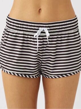 Billabong Striped Board Shorts Women’s Size Medium Black White DolphinHem